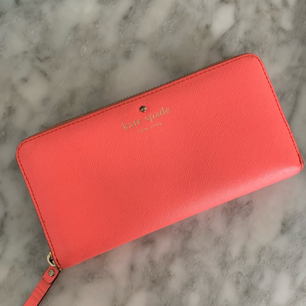 Kate spade neon zipper wallet - gently used